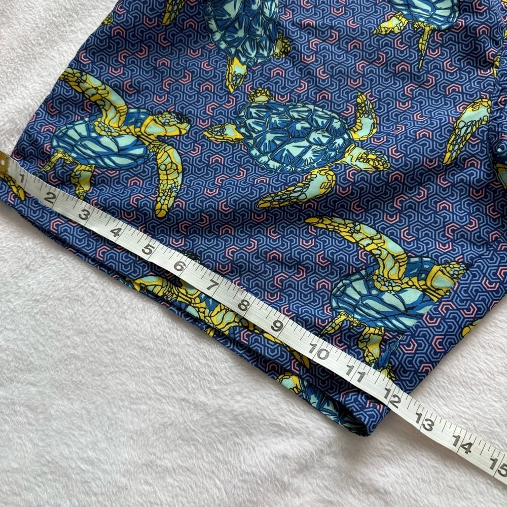 Mens Swim Trunks Turtle Print Blue and Yellow Size M Club Room Brand